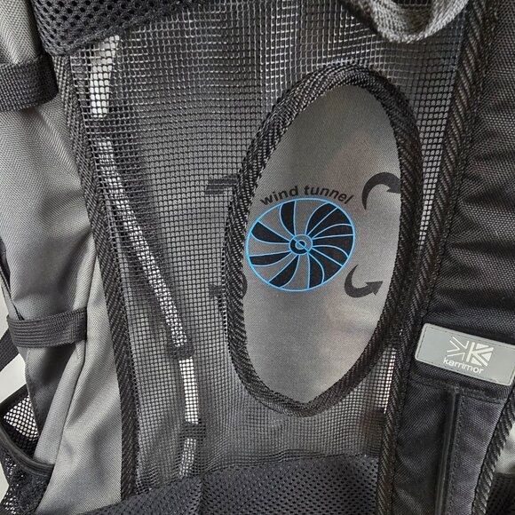 Karrimor H2O Wind Tunnel Black Grey Hiking Large Rain Cove Rucksack Backpack - Picture 6 of 9